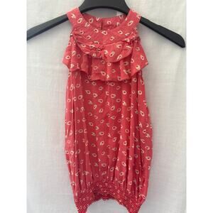 Bobson Smocked Hem Sleeveless Halter Style Floral Print Top Size Small Japan